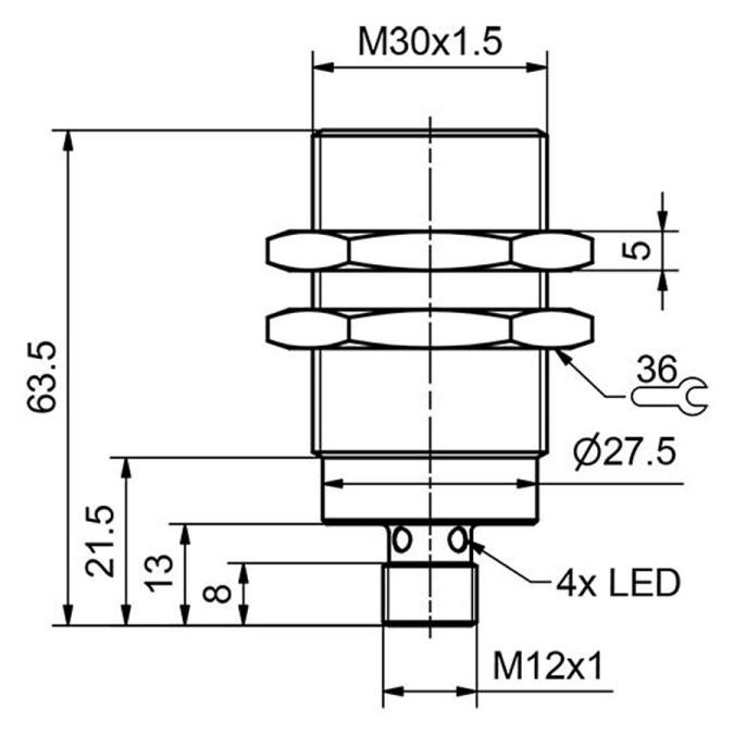 Індуктивний датчик Sensopart IMT 30-S-B2-PSL-L4M