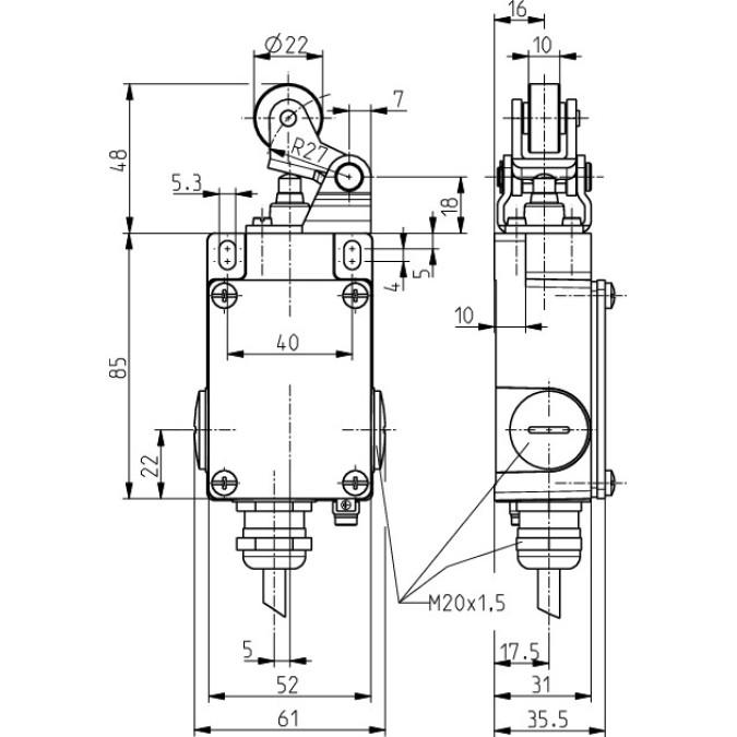 Кінцевий вимикач Steute Ex 61 WH 1O/1S 3m