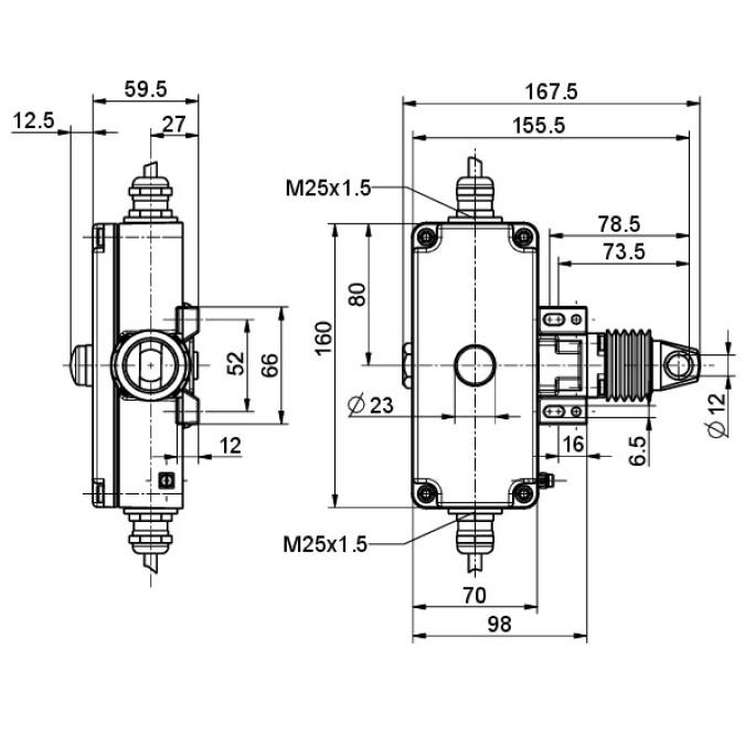 Тросовий вимикач Steute Ex ZS 75 2O/2S WVD 3m 120-180N
