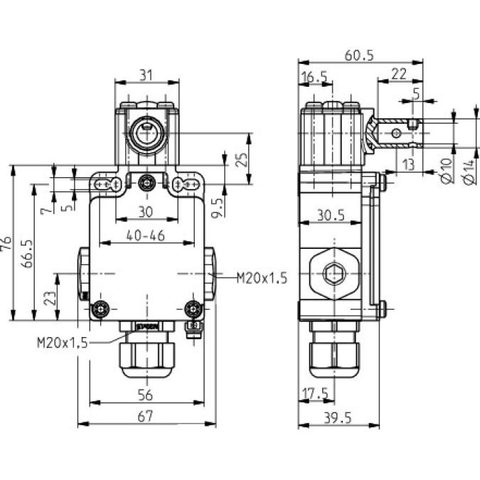 Вимикач безпеки Steute Ex 355 V10S 1O/1S