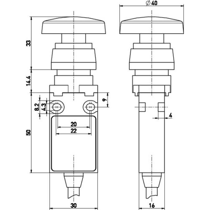 Командний пристрій Steute ES 14 RS SW (Pilztaster 40mm)