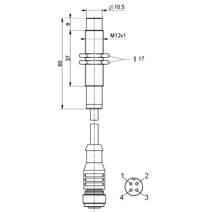 Індуктивний датчик Steute RF IS M12 nb-ST 2m
