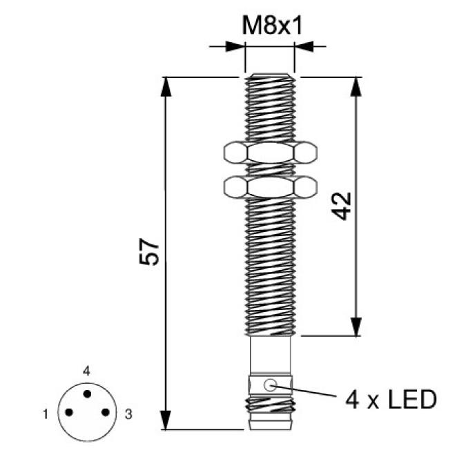 Індуктивний датчик Steute IS M8b 2AABC PNP NO ST1