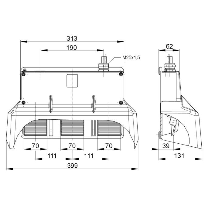 Педальний вимикач Steute Ex GFSM 3 3m RAL5011