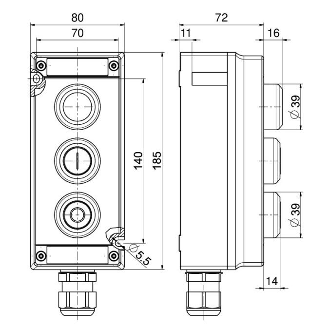 Командний пристрій Steute Ex BF 80 3 LM/DT/DT (LED/1OS/1OS) -60°C