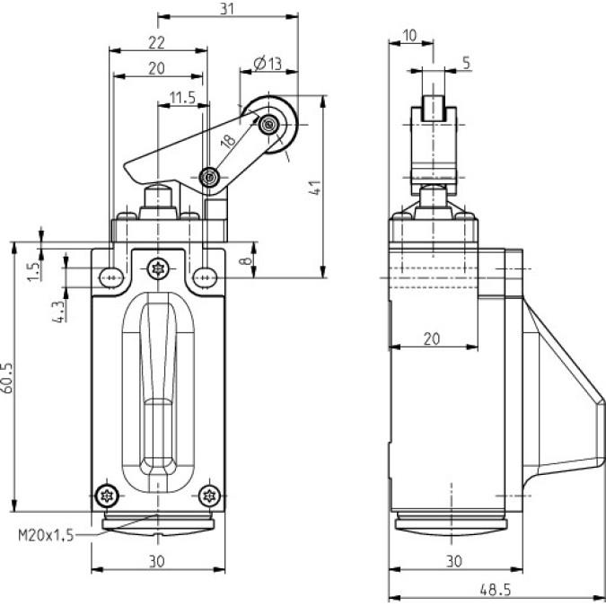 Кінцевий вимикач Steute RF 95 WPH LR SW915