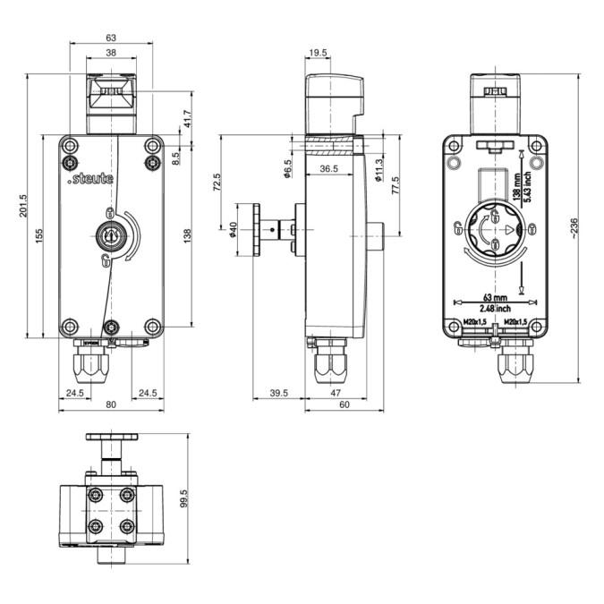 Електромагнітне блокування Steute Ex STM 515 02/02 R TB/FE F