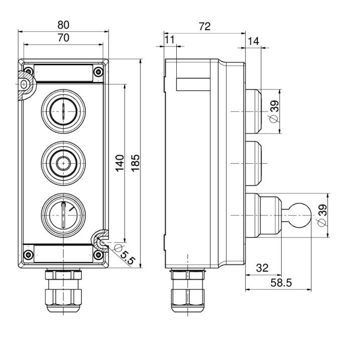 Командний пристрій Steute Ex BF 80 3 DT/DT/SLS 0-I 1OS/1OS/1OS -60