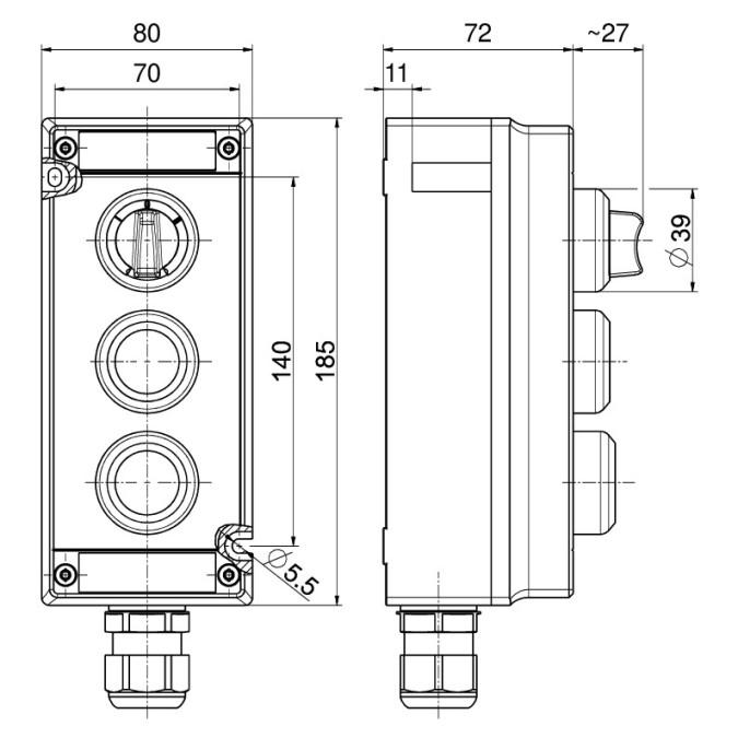 Командний пристрій Steute Ex BF 80 3 WS I-0-II/DT/LM -60°C