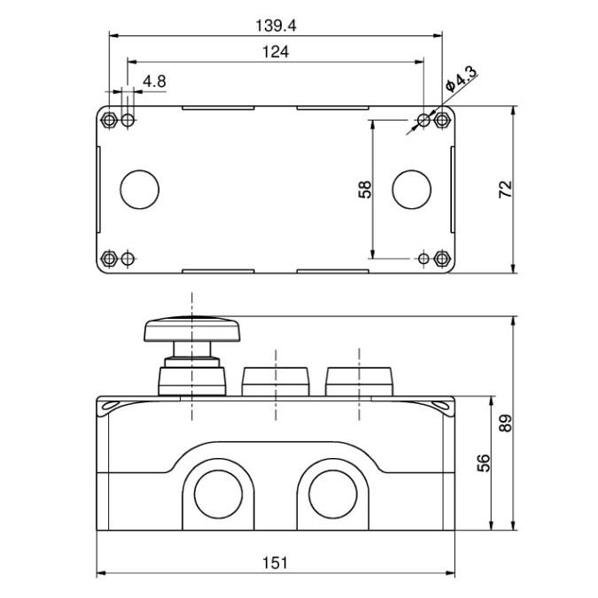 Командний пристрій Steute RF BF 74 RT/RT/RS GE SW868-BATT
