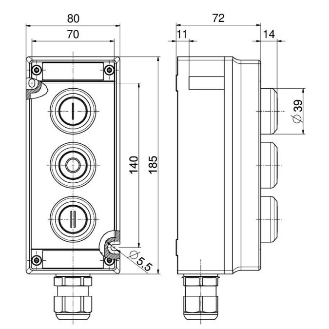 Командний пристрій Steute Ex BF 80 3 DT/DT/DT (1OS/1OS/1OS) -60°C