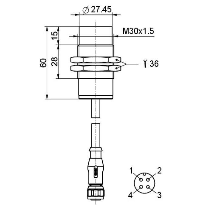 Індуктивний датчик Steute Ex RF IS M30 nb-ST 2m