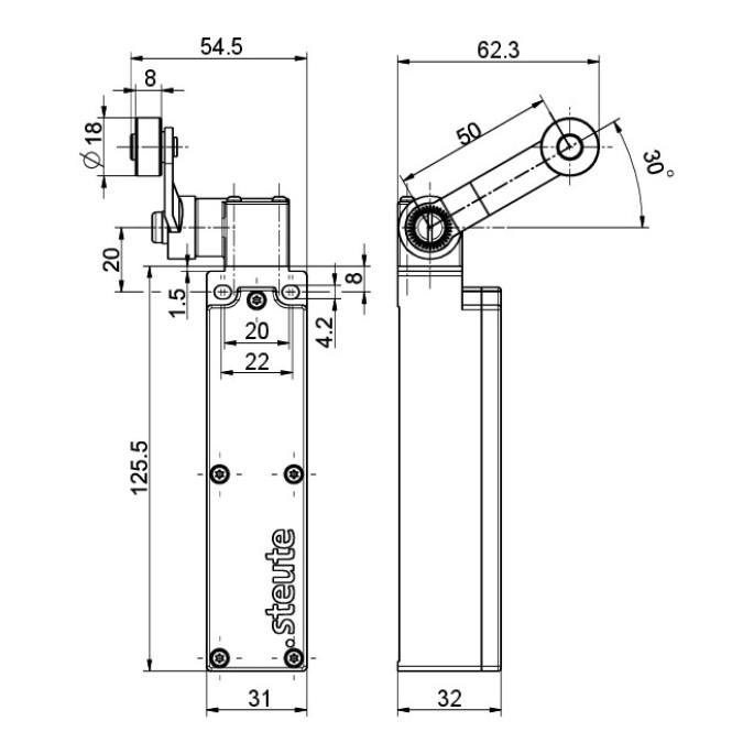 Кінцевий вимикач Steute RF 96 DL/90° SW922-w/o