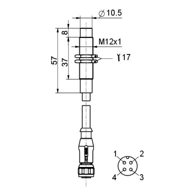 Індуктивний датчик Steute Ex RF IS M12 nb-ST 0,5m