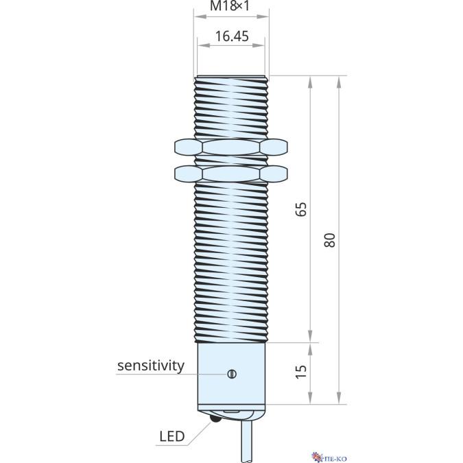 Ємнісний датчик Xecro CHT18-S8APO80-A2S