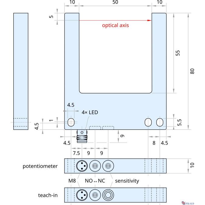 Щілинний датчик Xecro FLS50P-PS-A8