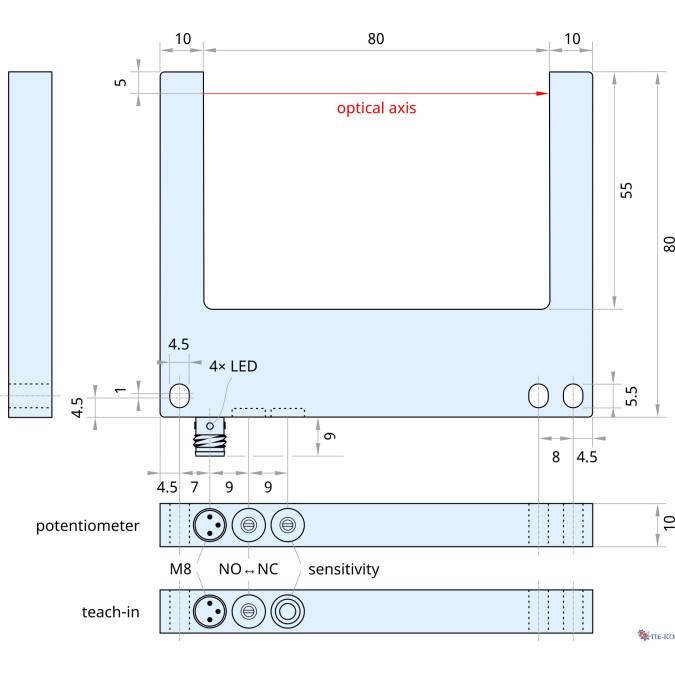 Щілинний датчик Xecro FLS80P-PS-A8