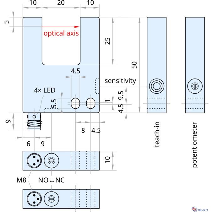 Щілинний датчик Xecro FRH20T-NS-A8