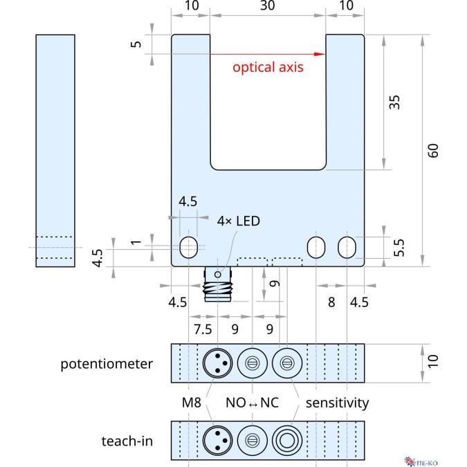 Щілинний датчик Xecro FRS30P-PS-A8