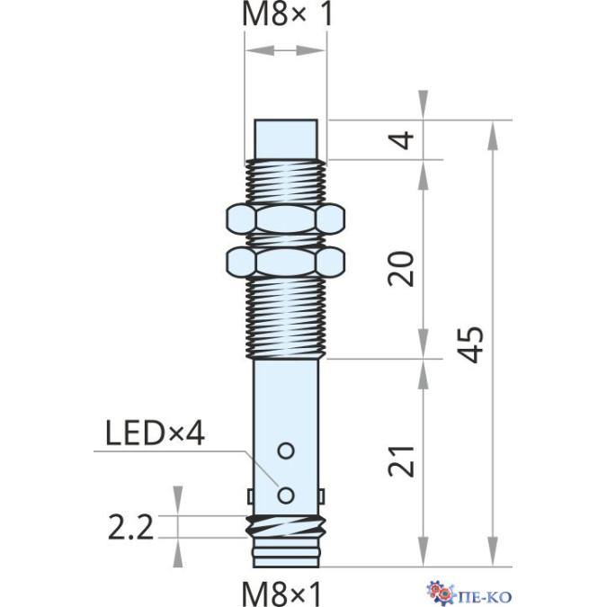 Індуктивний датчик Xecro IMF8-N4NO45-A8