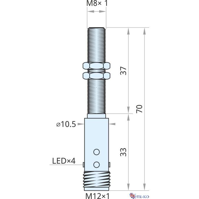 Індуктивний датчик Xecro IMF8-S2NC70-A12