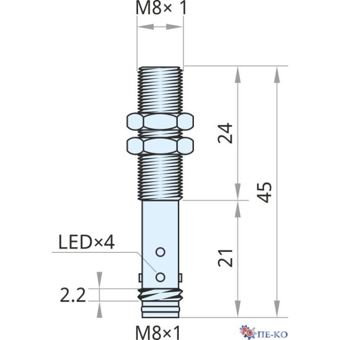 Індуктивний датчик Xecro IMF8-S2NO45-A8