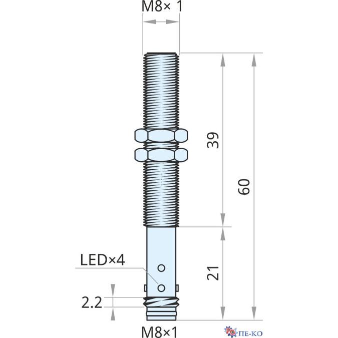 Індуктивний датчик Xecro IMF8-S2NO60-A8
