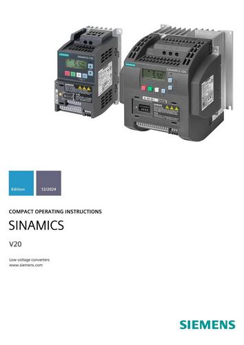 Завантажити Частотні пертворювачі Siemens Sinamics V20 | Інструкція по експлуатації