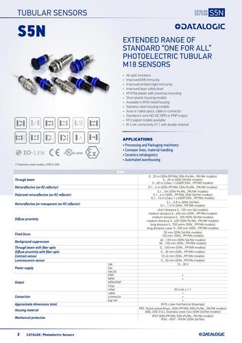 Завантажити каталог Оптичні датчики Datalogic S5N