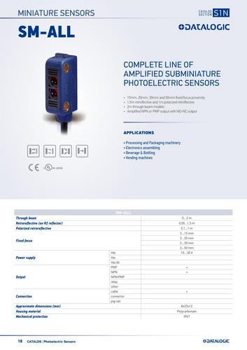 Завантажити каталог Оптичні датчики Datalogic SM-ALL