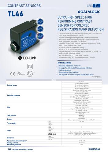 Завантажити каталог Датчики контрасту Datalogic TL46