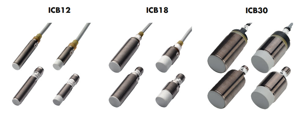Різні розміри індуктивних датчиків серії ICB
