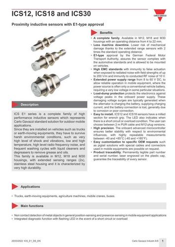 Завантажити каталог Індуктивні датчики Carlo Gavazzi ICS12/18/30