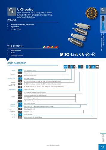 Завантажити каталог Ультразвукові датчики Micro Detectors UK6 та UKR6
