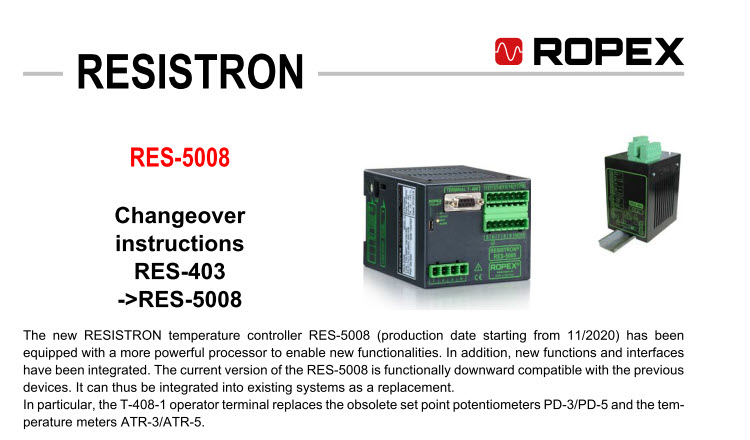 Інстукція по заміні Ropex Resistron RES-403 на RES-5008