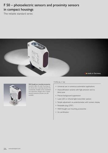 Каталог оптичні датчики Sensopart F50